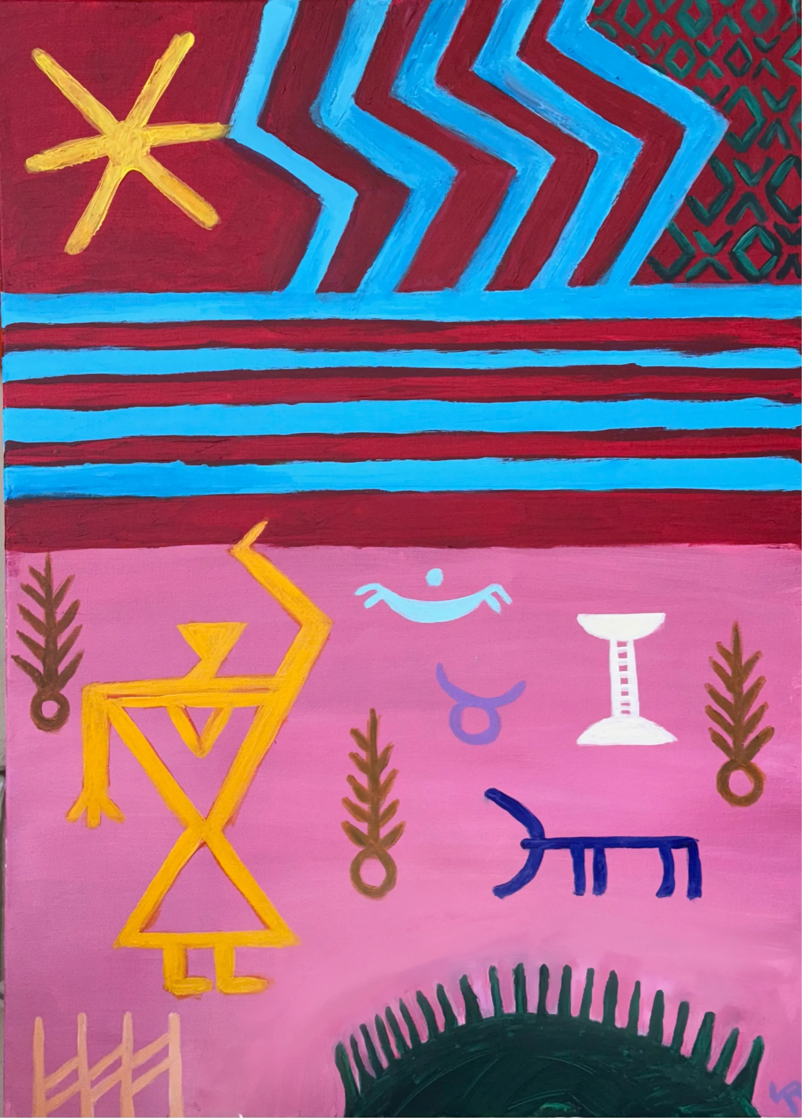 Image of TRYPILLIAN VESNYANKY by Daryna Romanchenko, size: 65 cm x 90 cm, made of Acrylic , Painting medium, from Como, priced at €200 Photo 1 of 4.
